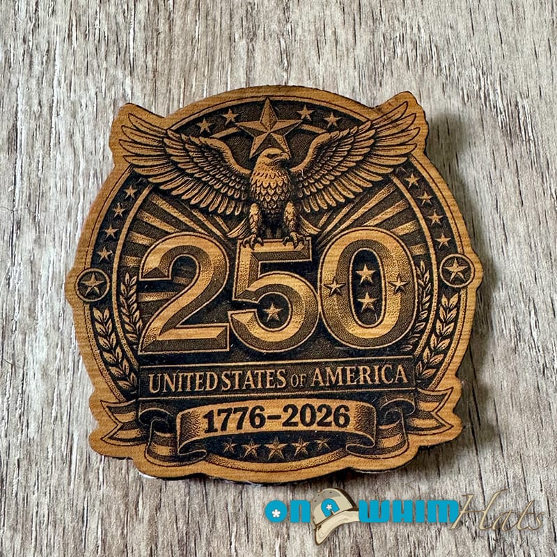 On A Whim Hats America 250 Leatherette Iron-On Patch