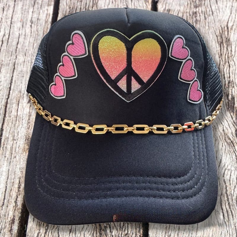 On A Whim Hats Peace Heart - Pink