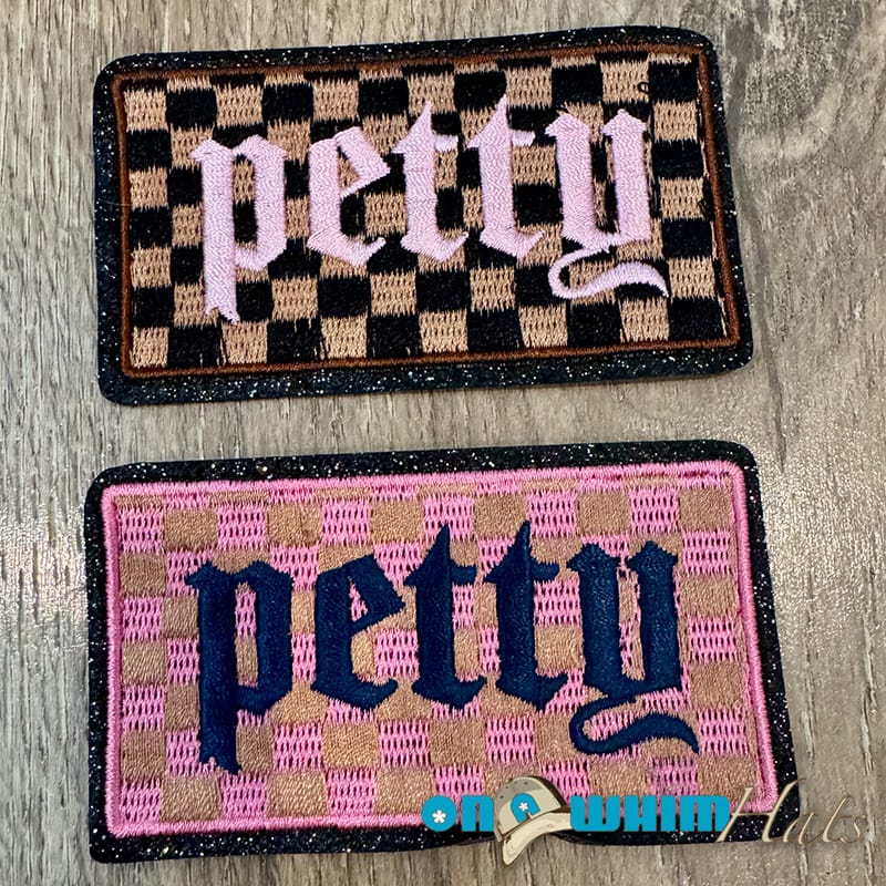 On A Whim Hats Petty Embroidered Iron-On Patch