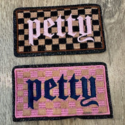 On A Whim Hats Petty Embroidered Iron-On Patch