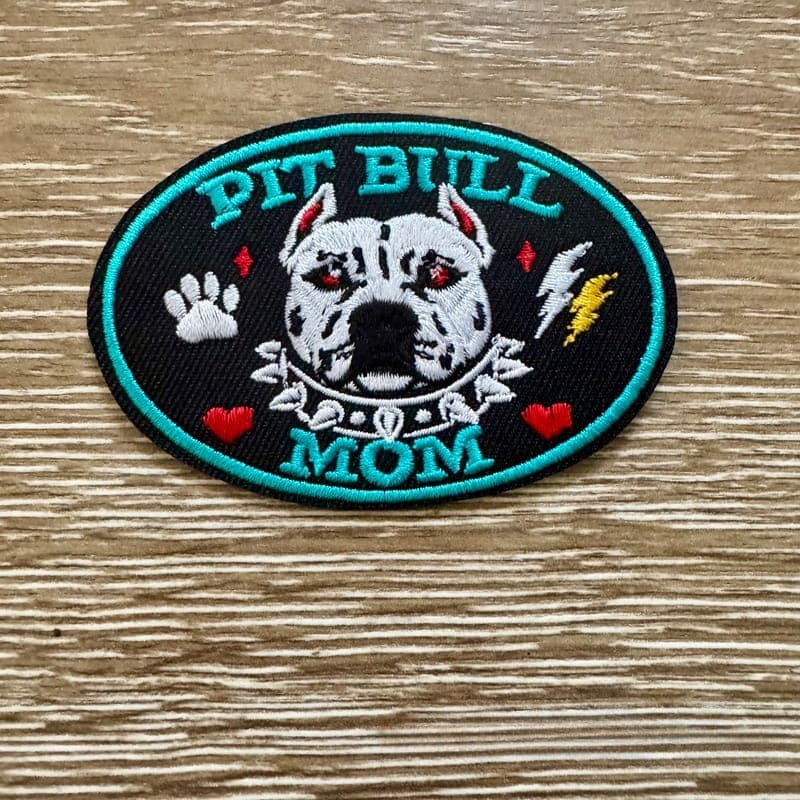 On A Whim Hats Piitbull Mom Iron-On Patch
