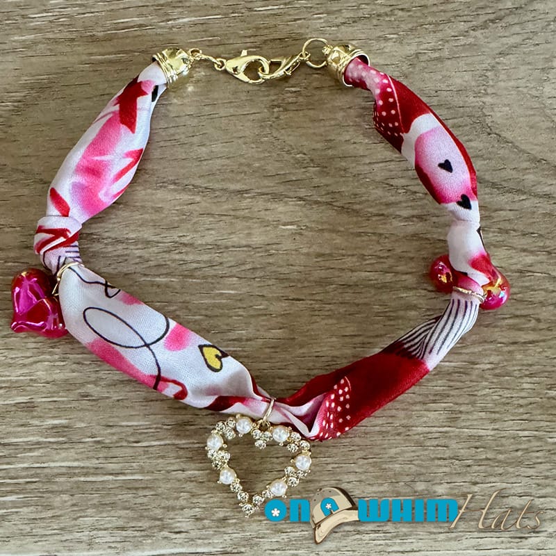 On A Whim Hats Pink and Red Scarf Hat Chain