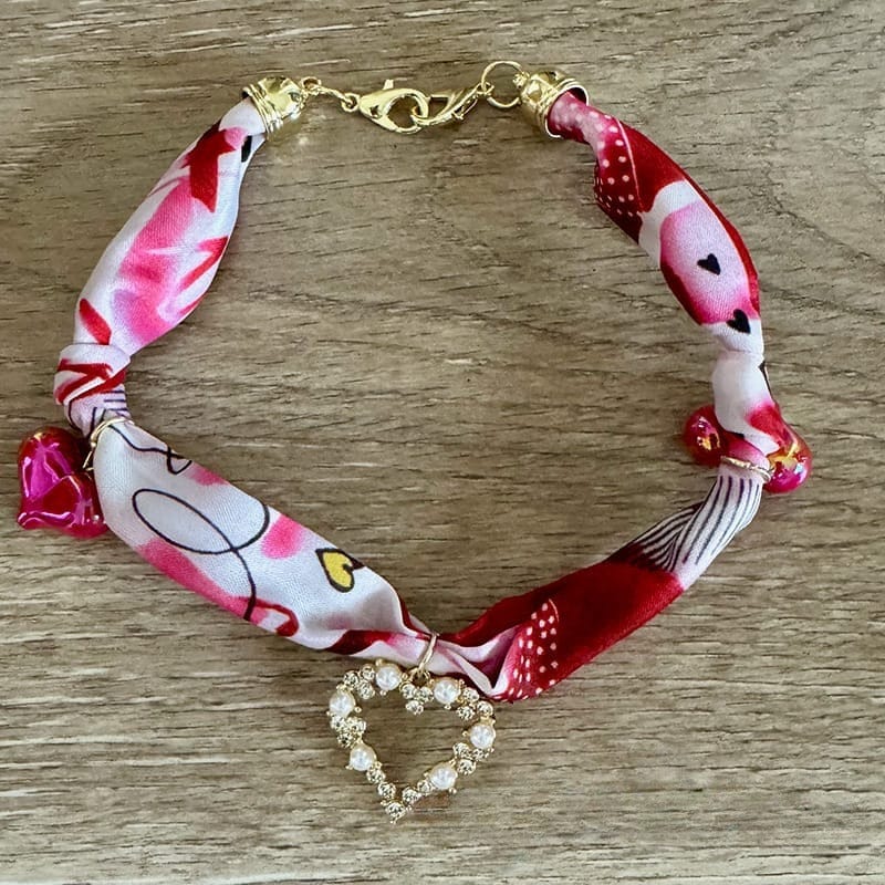 On A Whim Hats Pink and Red Scarf Hat Chain