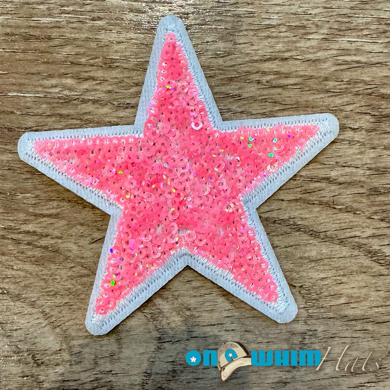 On A Whim Hats Pink and White Sequin Star