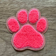 On A Whim Hats Pink Chenille Dog Paw Iron-On Patch