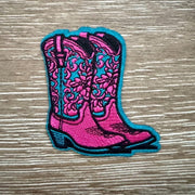 On A Whim Hats Pink Cowboy Boots Iron-On Patch
