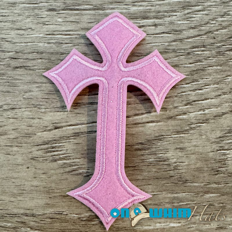 On A Whim Hats Pink Cross Iron-On Patch