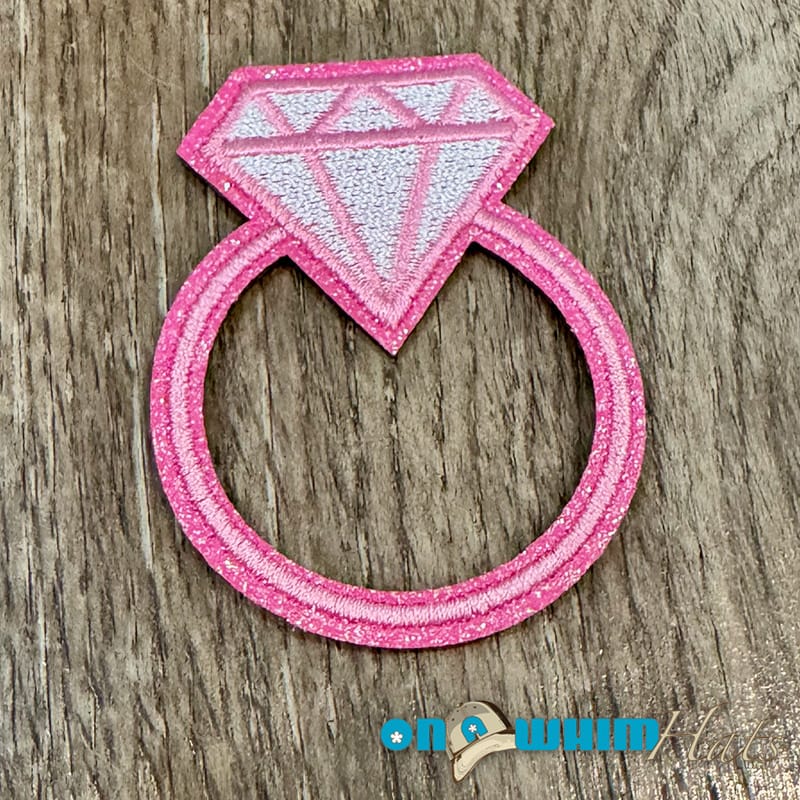 On A Whim Hats Pink Diamond Ring Iron-On Patch