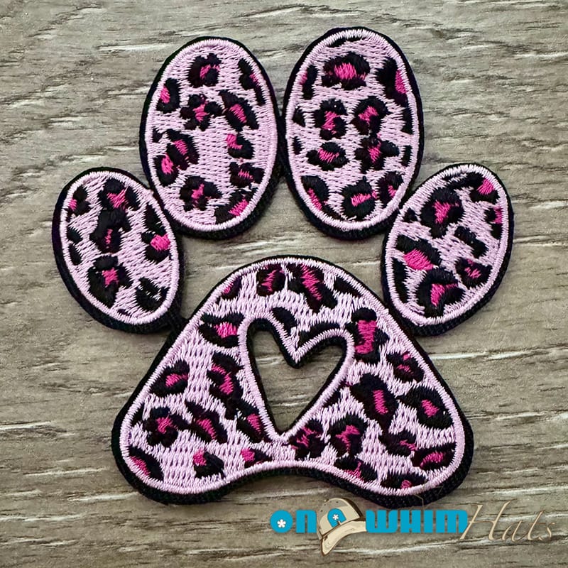 On A Whim Hats Pink Dog Paw Iron-On Patch