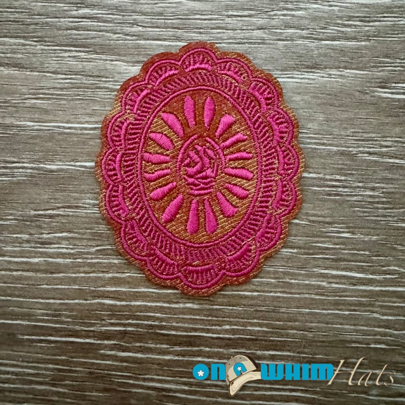 On A Whim Hats Pink Emblem Iron-On Leather Patch