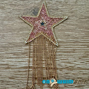 On A Whim Hats Pink Glitter Star with Chains Iron-On Patch