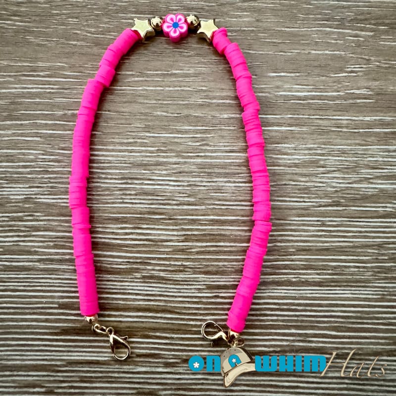 On A Whim Hats Pink Hat Chain with Flower