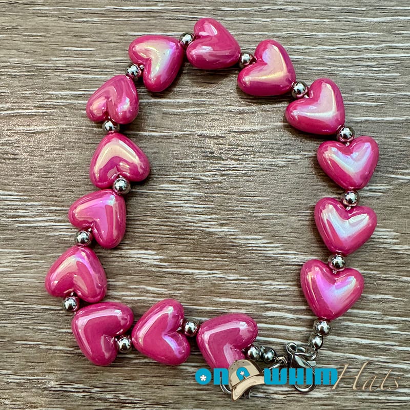 On A Whim Hats Pink Heart Hat Chain