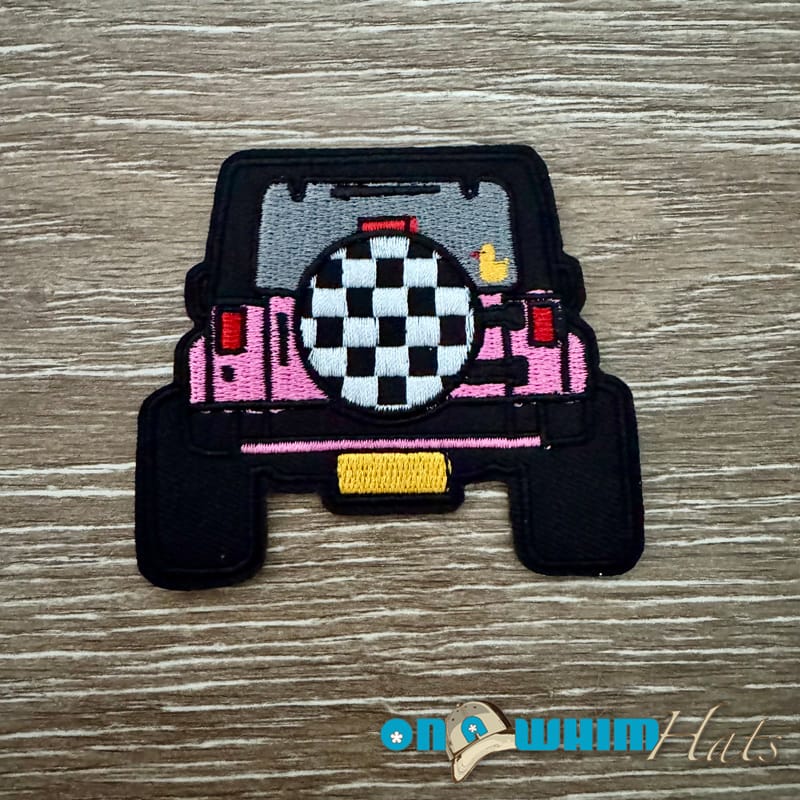 On A Whim Hats Pink Jeep Car Iron-On Patch