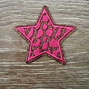 On A Whim Hats Pink Leopard Star Iron-On Patch