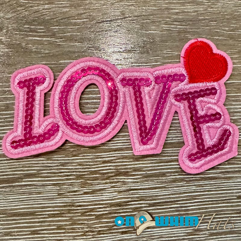 On A Whim Hats Pink Love Iron-On Patch