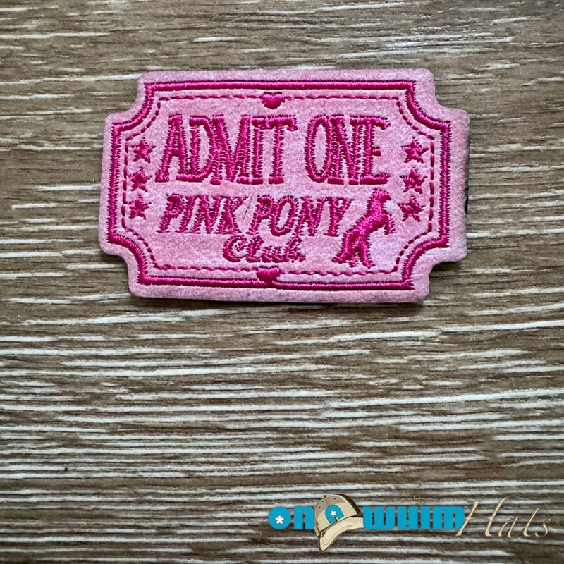 On A Whim Hats Pink Pony Club Leather Iron-On Patch