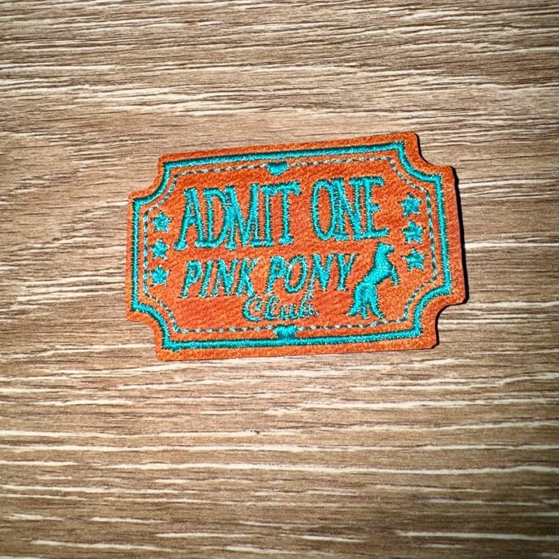 On A Whim Hats Pink Pony Club Leather Iron-On Patch