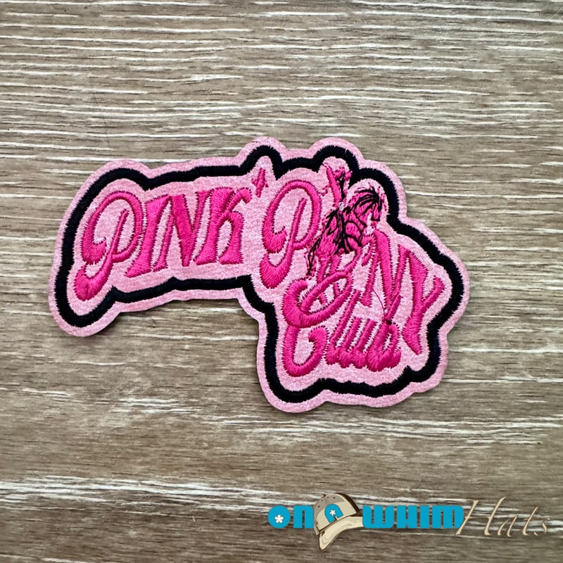 On A Whim Hats Pink Pony Leather Iron-On Patch