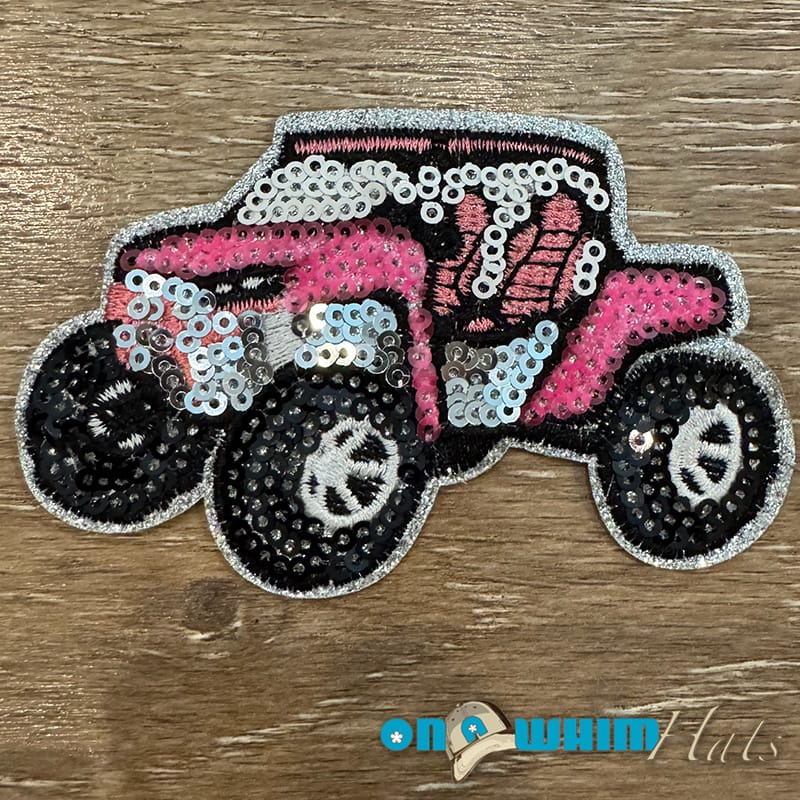 On A Whim Hats Pink Side by Side Sequin Iron-On Patch