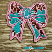 On A Whim Hats Pink Western Bow Leather Iron-On Patch
