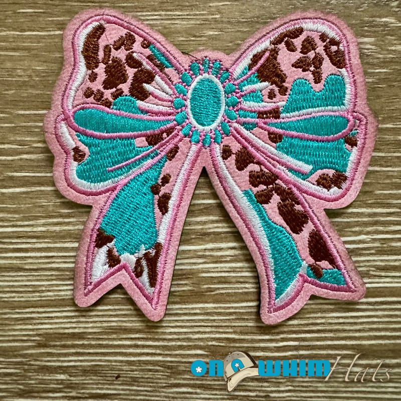 On A Whim Hats Pink Western Bow Leather Iron-On Patch