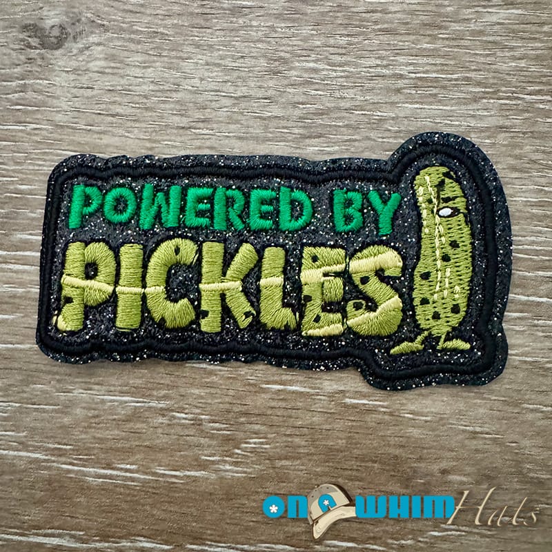 On A Whim Hats Powered by Pickles Iron-On Patch