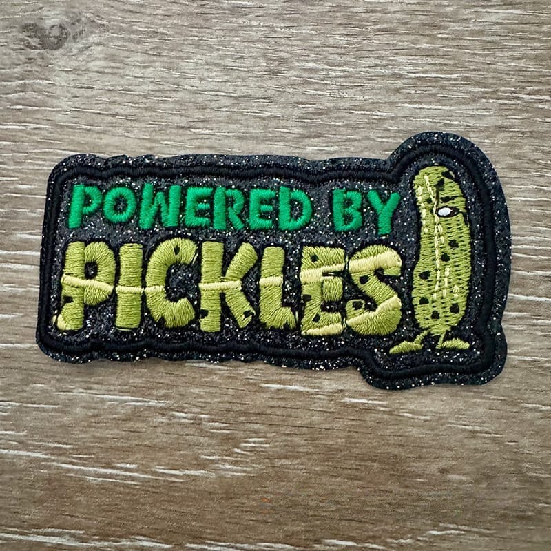 On A Whim Hats Powered by Pickles Iron-On Patch
