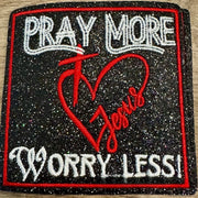 On A Whim Hats Pray More Iron-On Embroidered Patch