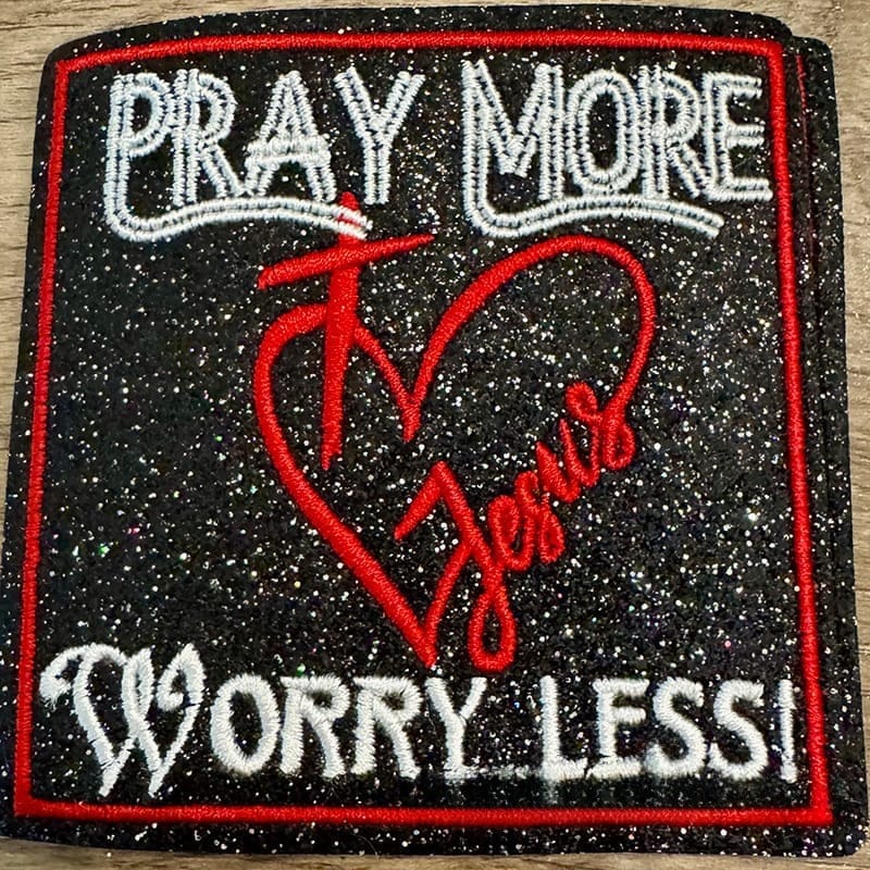 On A Whim Hats Pray More Iron-On Embroidered Patch