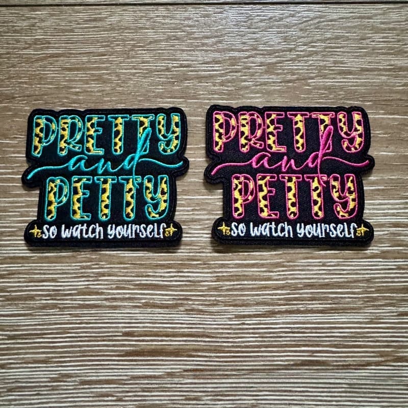 On A Whim Hats Pretty and Petty Iron-On Patch