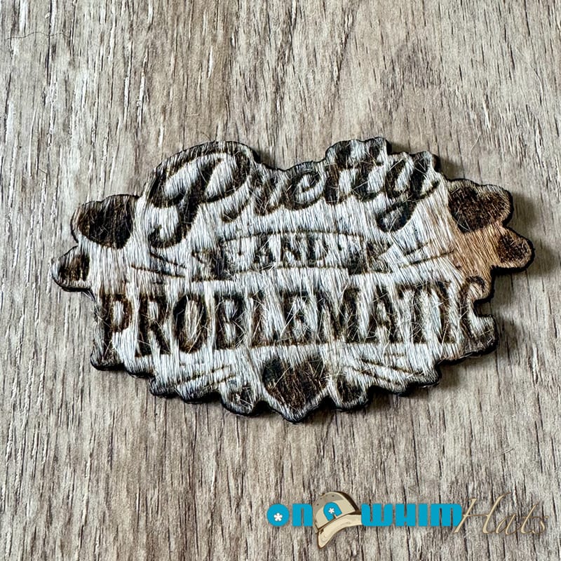On A Whim Hats Pretty and Problematic Genuine Cowhide Iron-On Patch