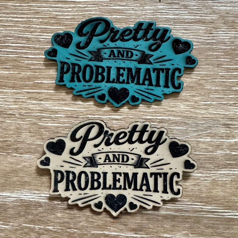 On A Whim Hats Pretty and Problematic Leather Iron-On Patch