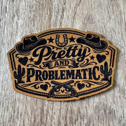 On A Whim Hats Pretty and Problematic Leatherette Iron-On Patch