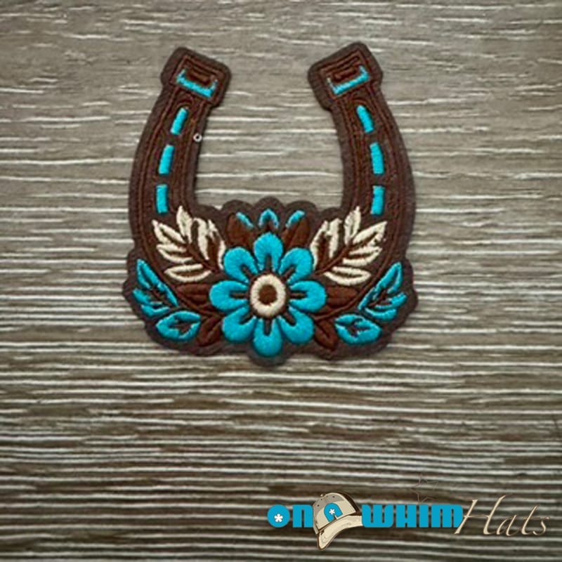 On A Whim Hats Pretty Horseshoe Leather Iron-On Patch