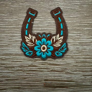On A Whim Hats Pretty Horseshoe Leather Iron-On Patch