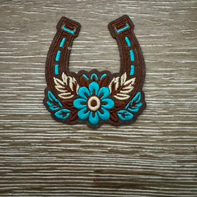 On A Whim Hats Pretty Horseshoe Leather Iron-On Patch