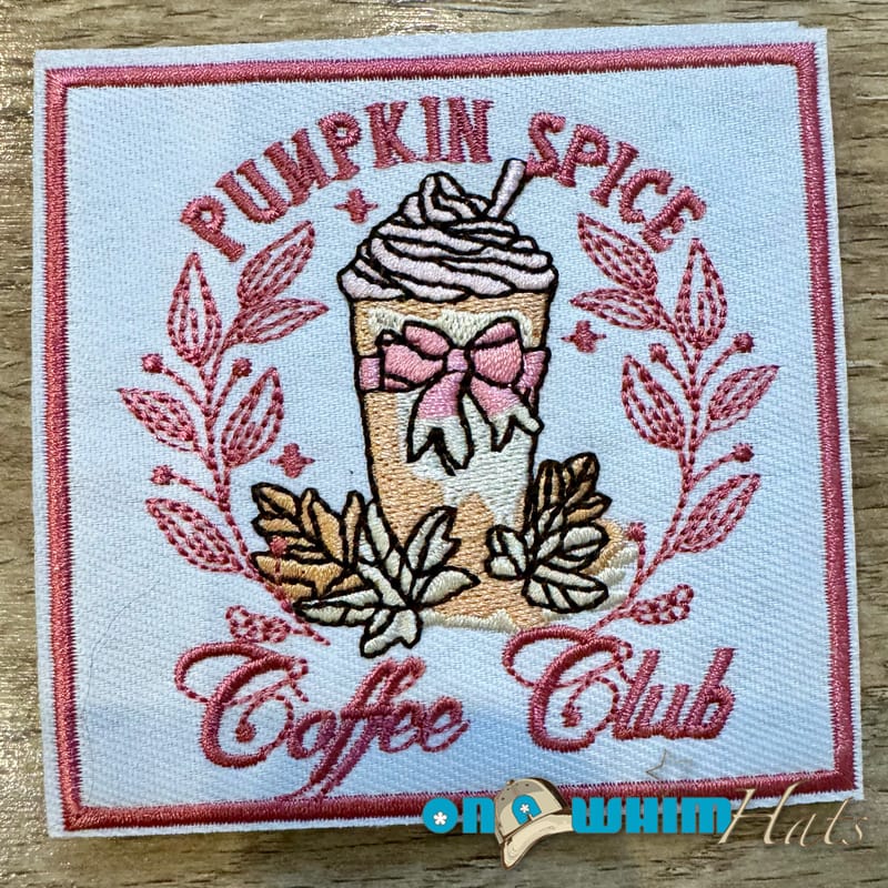 On A Whim Hats Pumpkin Spice Iron-On Embroidered Patch