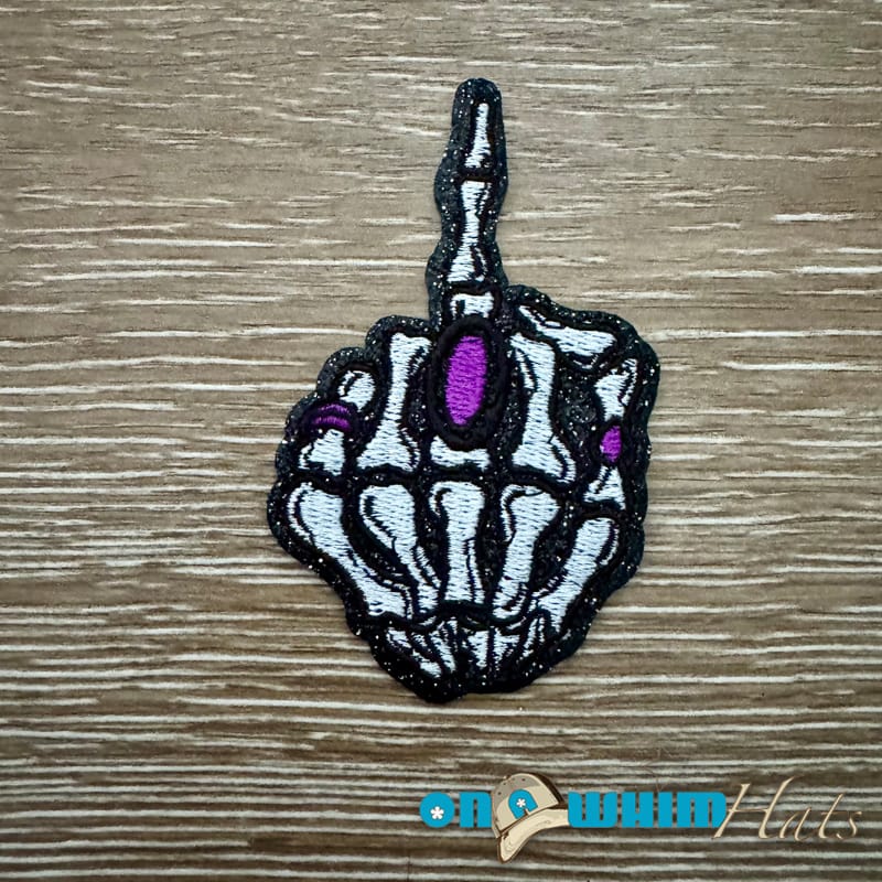 On A Whim Hats Purple Skull Finger Iron-On Patch