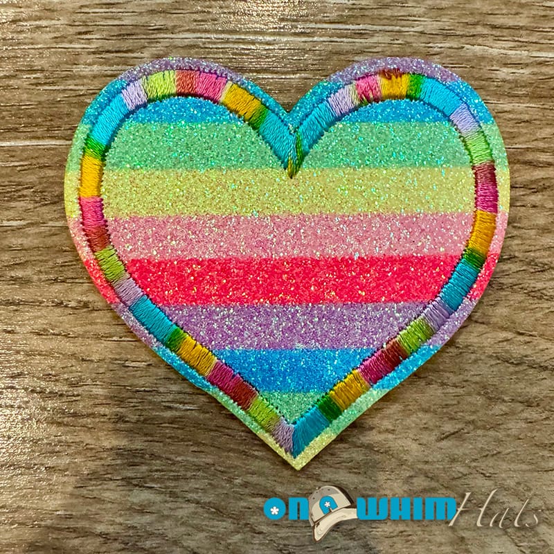 On A Whim Hats Rainbow Heart Iron-On Patch
