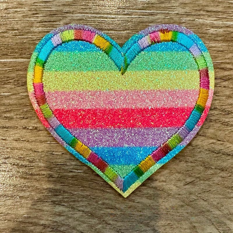 On A Whim Hats Rainbow Heart Iron-On Patch