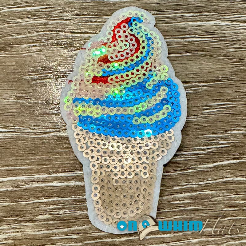 On A Whim Hats Rainbow  Ice cream Sequin Iron-On Patch