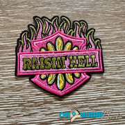 On A Whim Hats Raisin' Hell Colorful Iron-On Patch
