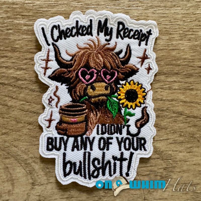 On A Whim Hats Receipts Iron-On Patch