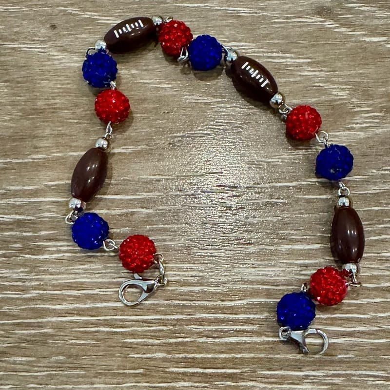 On A Whim Hats Red and Blue Sparkly Football Hat Chain
