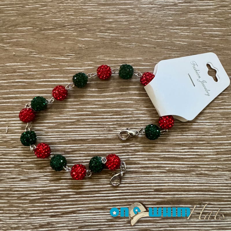 On A Whim Hats Red and Green Rhinestone Hat Chain