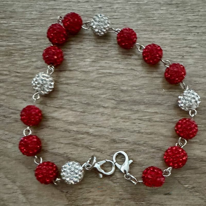 On A Whim Hats Red and Silver Sparkly Hat Chain