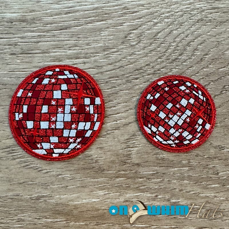 On A Whim Hats Disco Balls Embroidered Iron-On Patch Set