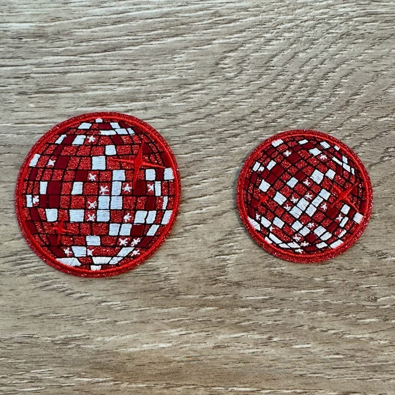 On A Whim Hats Disco Balls Embroidered Iron-On Patch Set