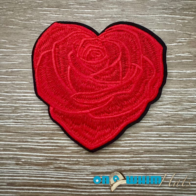 On A Whim Hats Red Rose Glitter Embroidered Patch